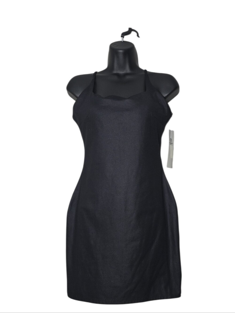 Mono B Activewear Slip Black Athletic Bodycon Mini Dress with Built-In Shelf Bra